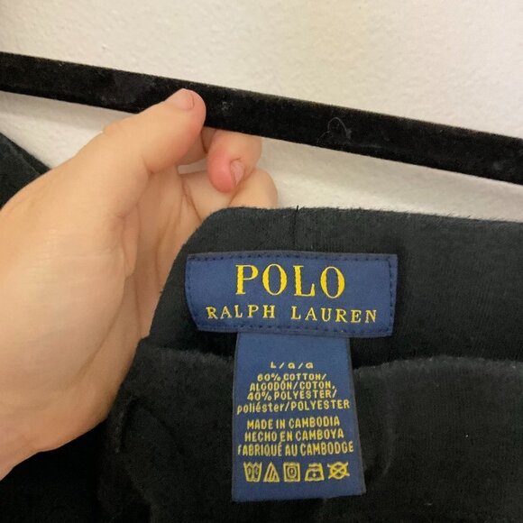 Polo Ralph Lauren Pull-On Jogger Sweatpants Drawstring Waist Size L Black - Picture 2 of 3